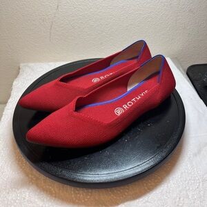 Rothy's The Point in Chili Red Knitted Slip On Flats Size 9.5